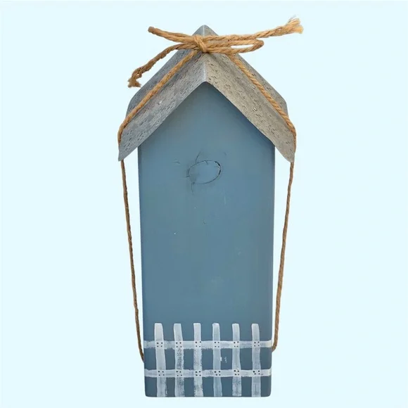 Handmade Blue Wooden Birdhouse Table Decoration - Picture 5 of 8